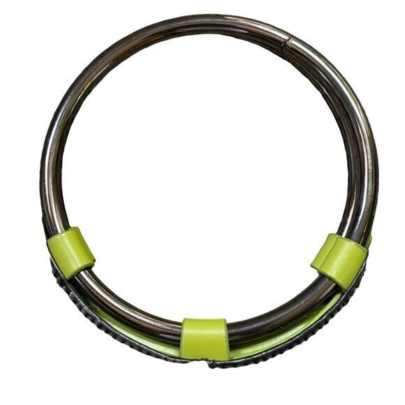 Daniela Moda Vera Pelle Leather Double Top Handle Convertible Bag Black Green NE - Picture 4 of 8